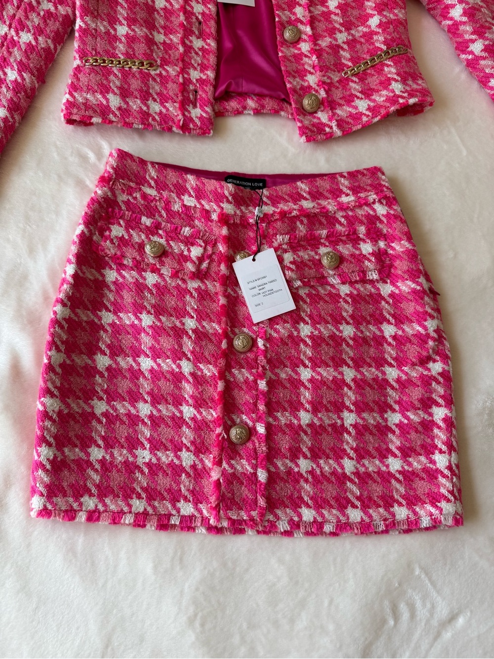 Pink Tweed Jacket and Skirt Set - Picture 2 of 7